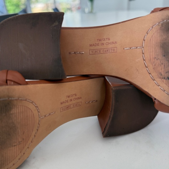 Vince Camuto Semterra Woven-Strap Slide Sandals in Camel - Picture 4 of 6